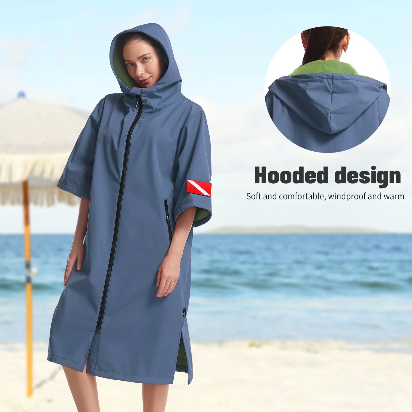 Waterproof Changing Robe Back View — Cold Plunge Recovery Gear